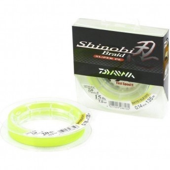 Плетеная леска DAIWA Shinobi Braid - 15 Lb (0.14мм) - 135м (ярко-жёлтая) Плетеная леска DAIWA Shinobi Braid - 15 Lb (0.14мм) - 135м (ярко-жёлтая)